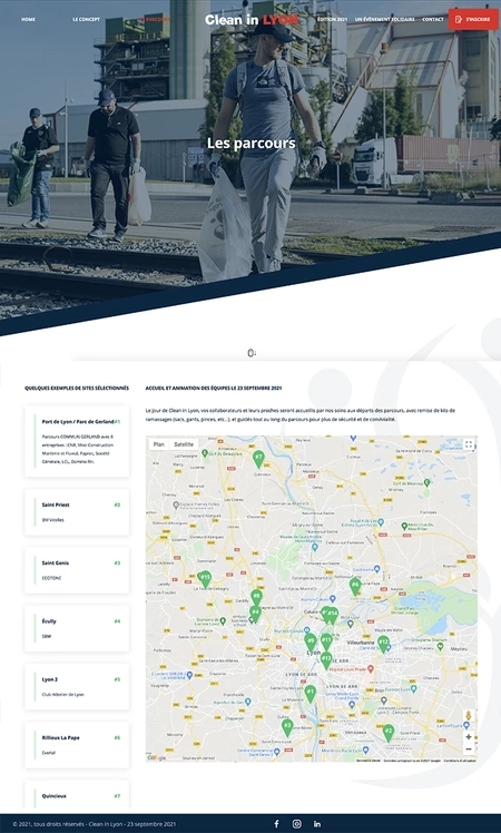 Page présentant les parcours
