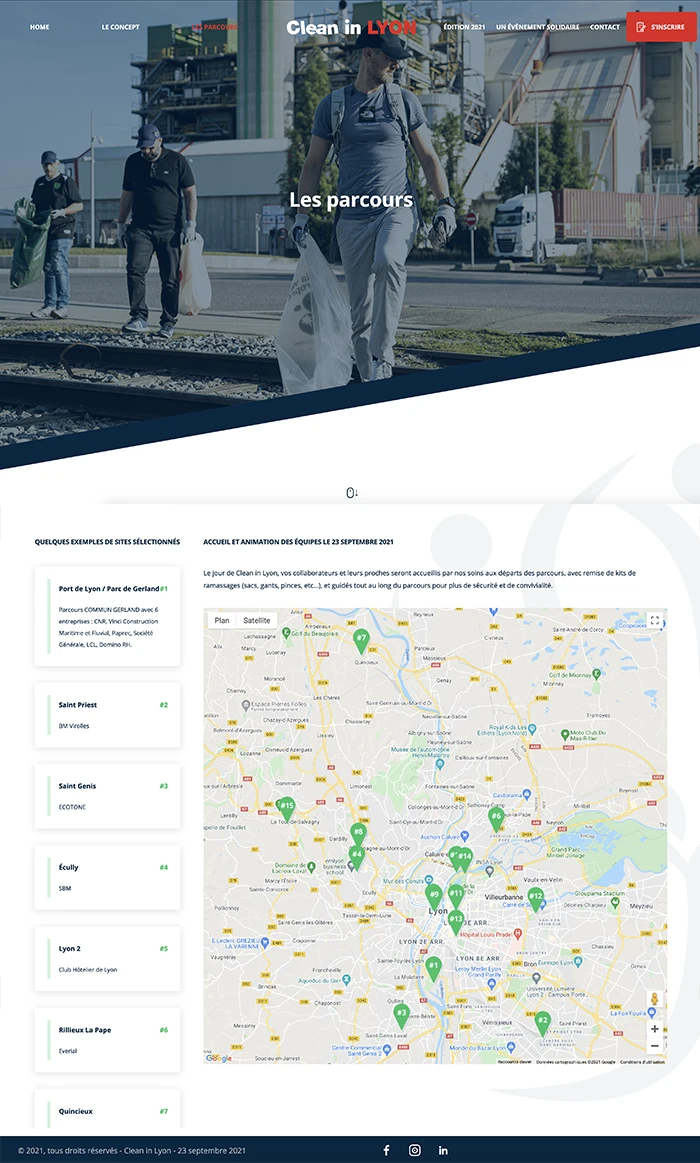 Page présentant les parcours