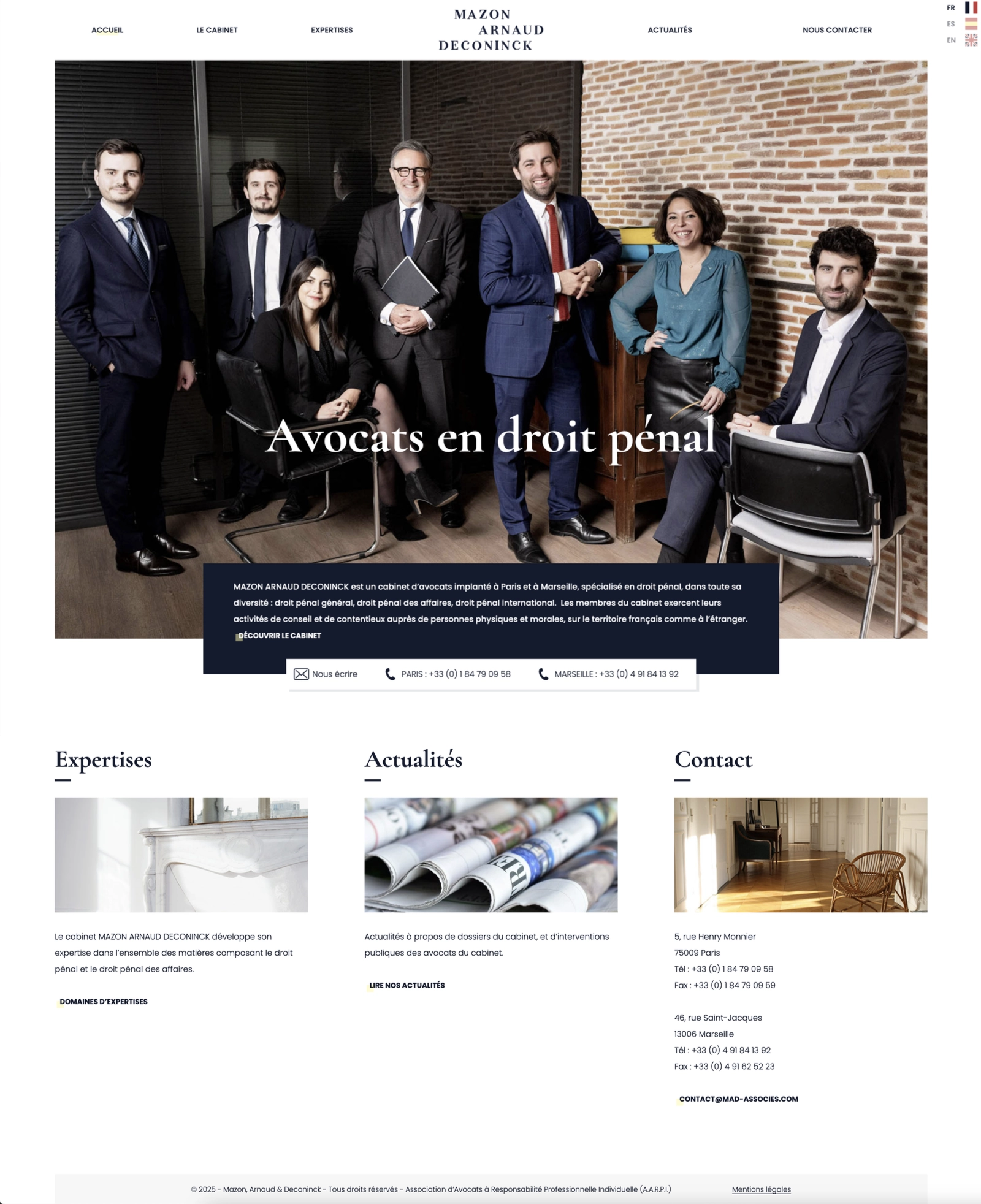 Page d'accueil du site