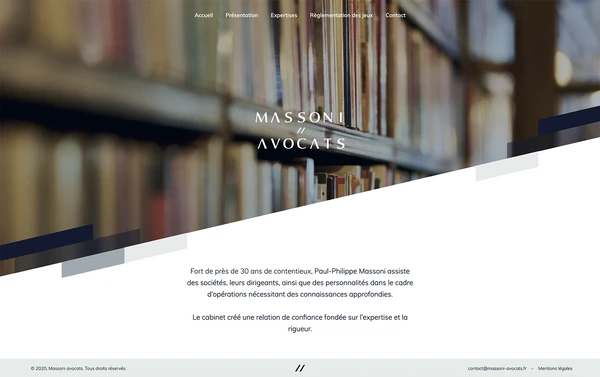 Capture d'écran de l'accueil du site web