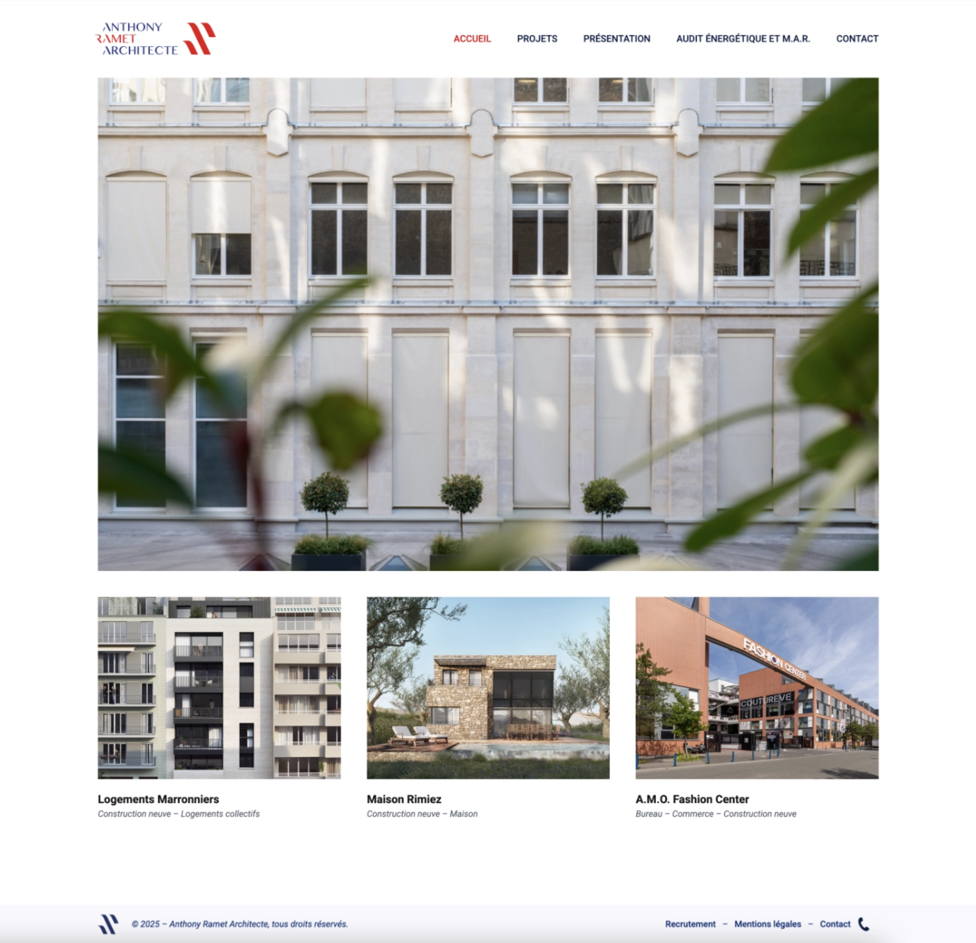 Page d'accueil du site