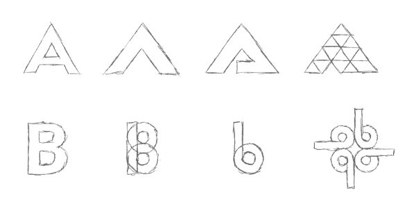 Dessin sur papier des concepts A et B