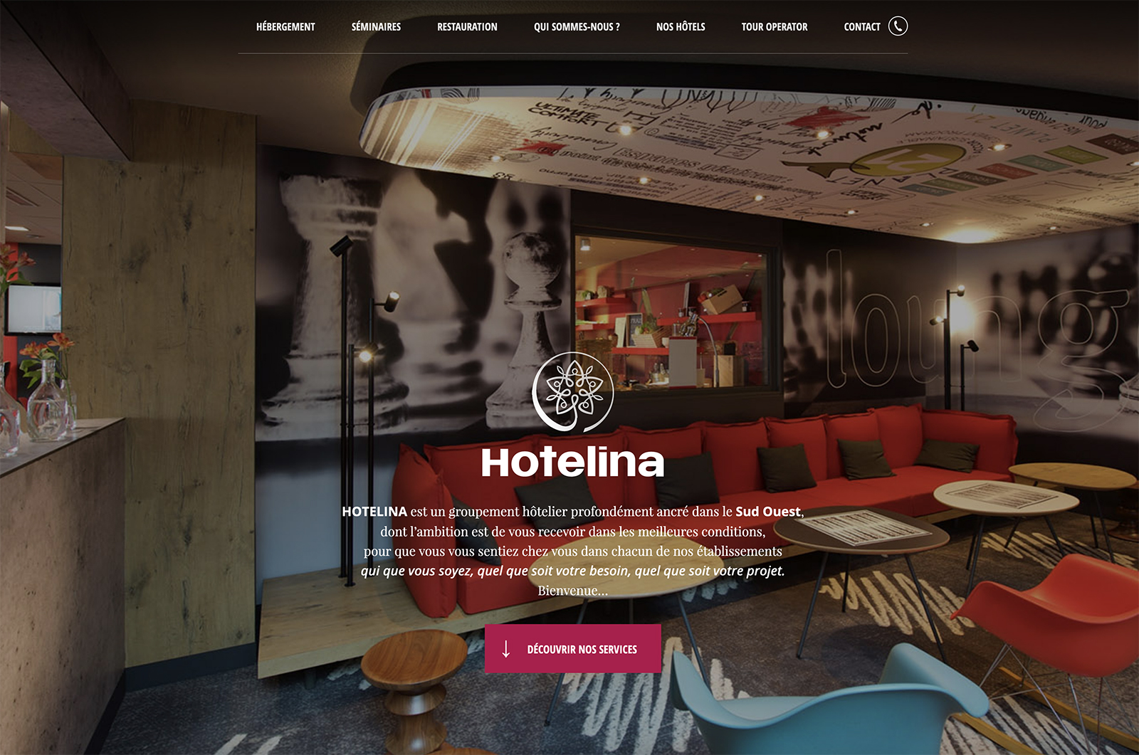 Capture du site internet Hotelina