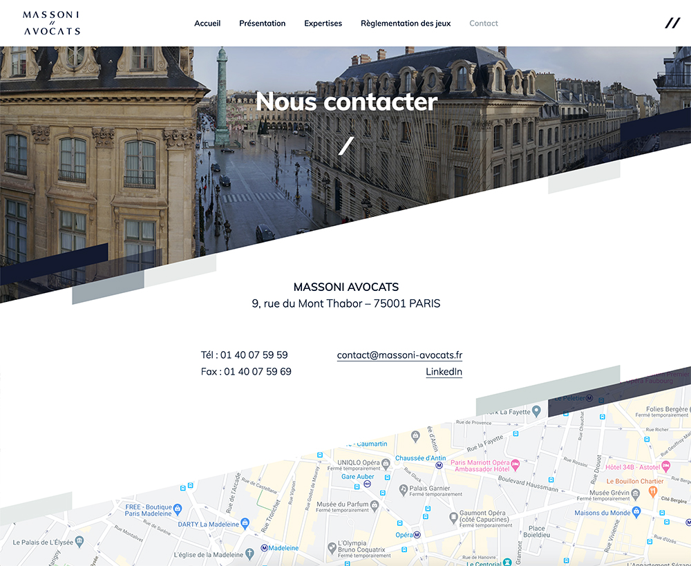 Page de contact du site